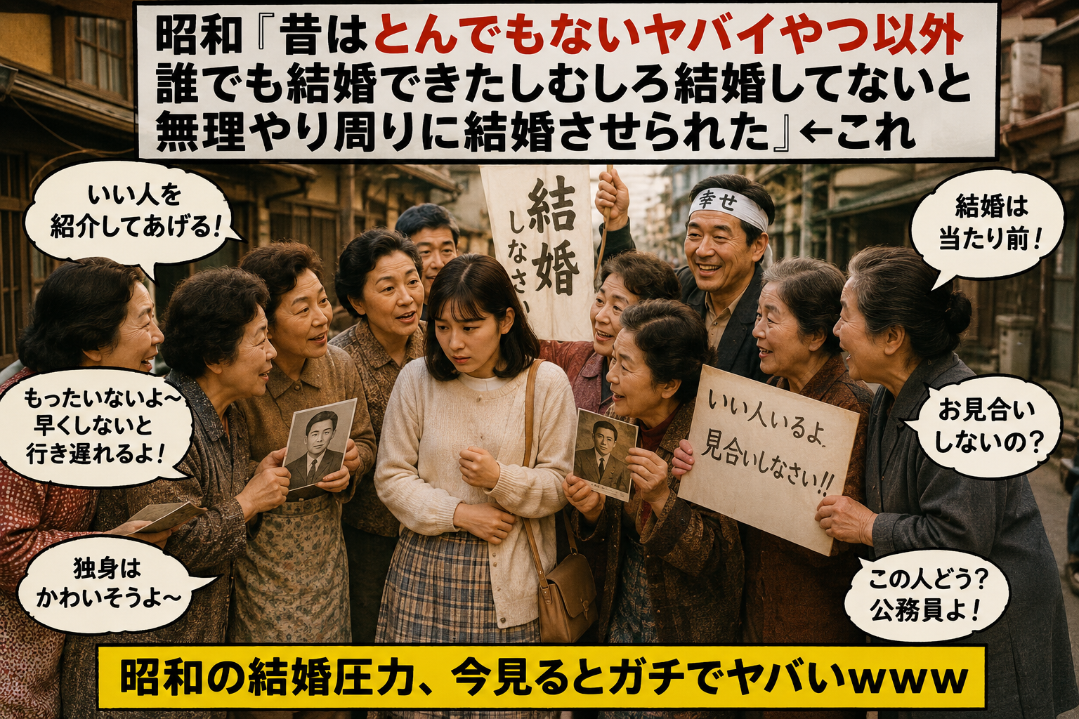 昭和「未婚？近所のおばちゃん総出でお見合いセッティングや！」←今だと完全に圧で草